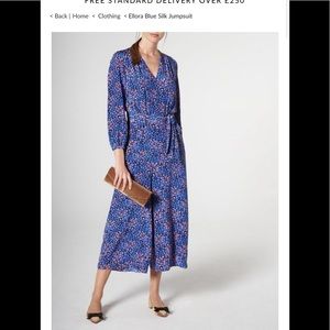 LK Bennett Blue Floral Silk Jumpsuit